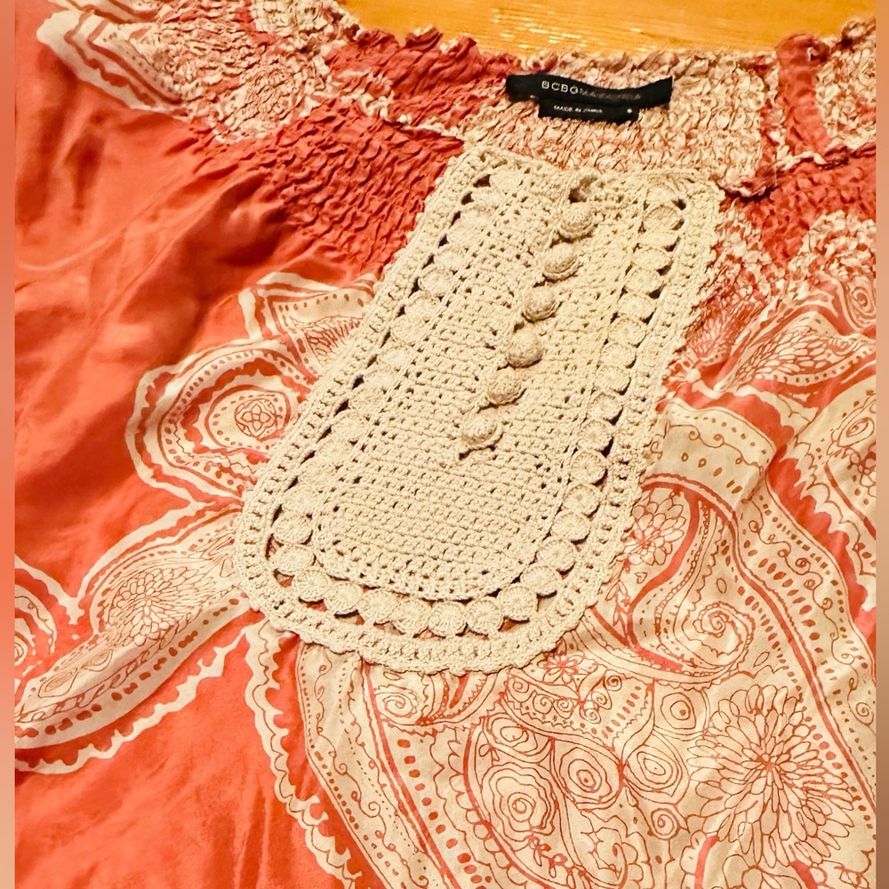 BCBG MAXAZRIA Paisley silk top Boho